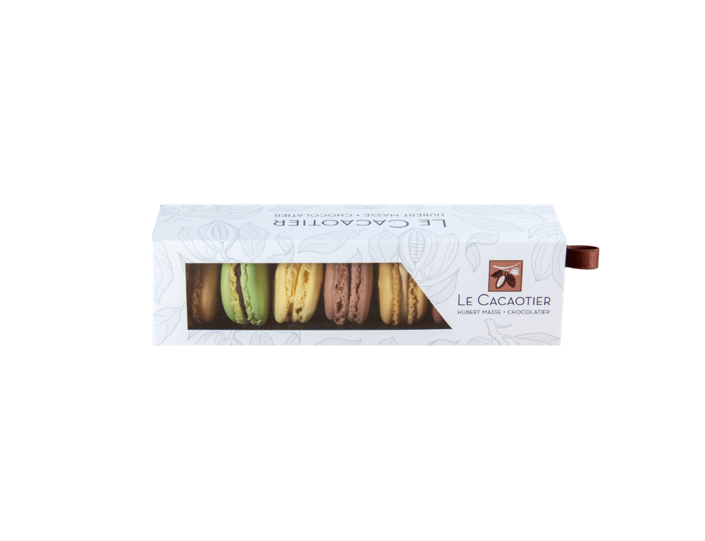 Photo de ambiance : macarons macaron lot de 7 par la chocolaterie artisanale Le Cacaotier.