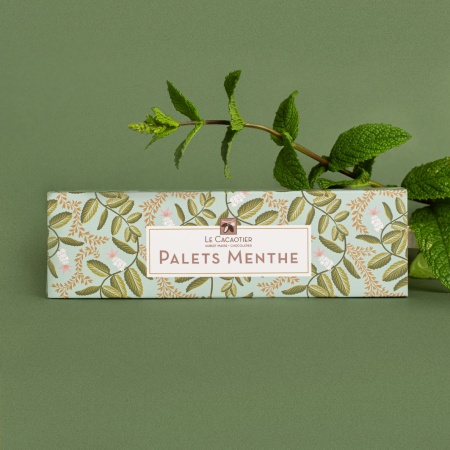 Photo de ambiance : palets menthe palet menthe par la chocolaterie artisanale Le Cacaotier.